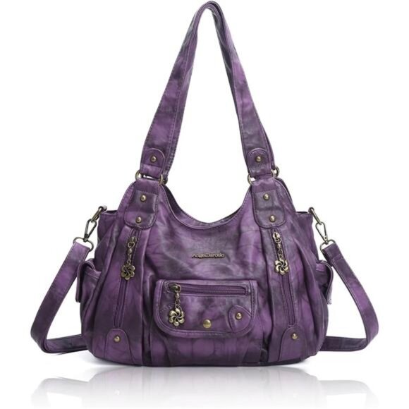 Womens Purses and Handbags PU Leather Shoulder Bag D.purple